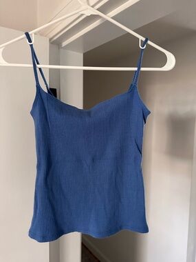 Reformation Blue Ribbed Spaghetti Strap Camisole